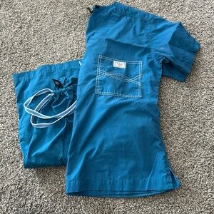 Blue Sky Caribbean Blue Scrub Set
